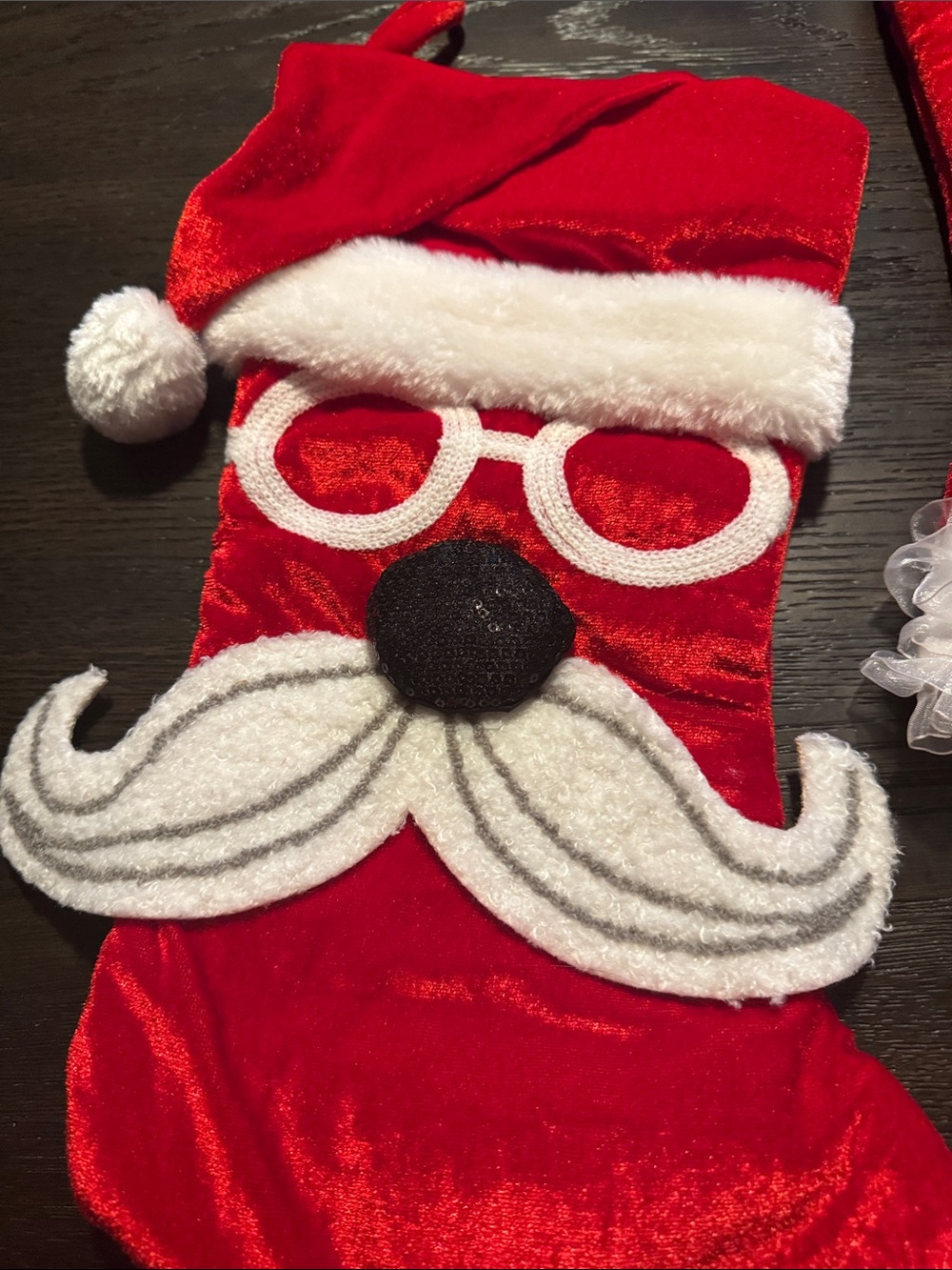 Festive Santa & Mrs. Claus Red Christmas Stockings - Picture 5 of 5